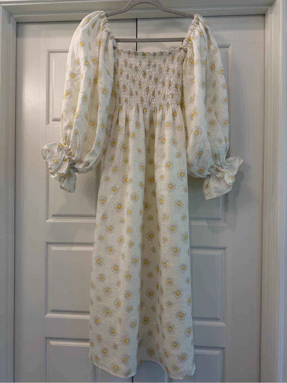 Sleeper Cream Dress with Yellow Daisy Print *